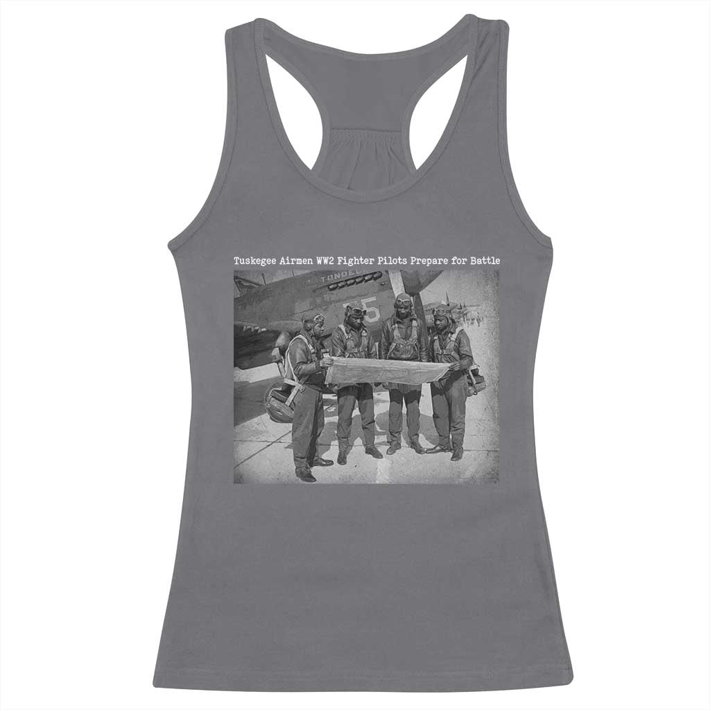 Tuskegee Airmen Racerback Tank Top African American Heroes Preparing for Battle WW2 - Wonder Print Shop