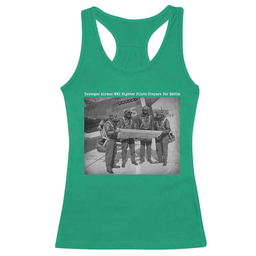 Tuskegee Airmen Racerback Tank Top African American Heroes Preparing for Battle WW2 - Wonder Print Shop