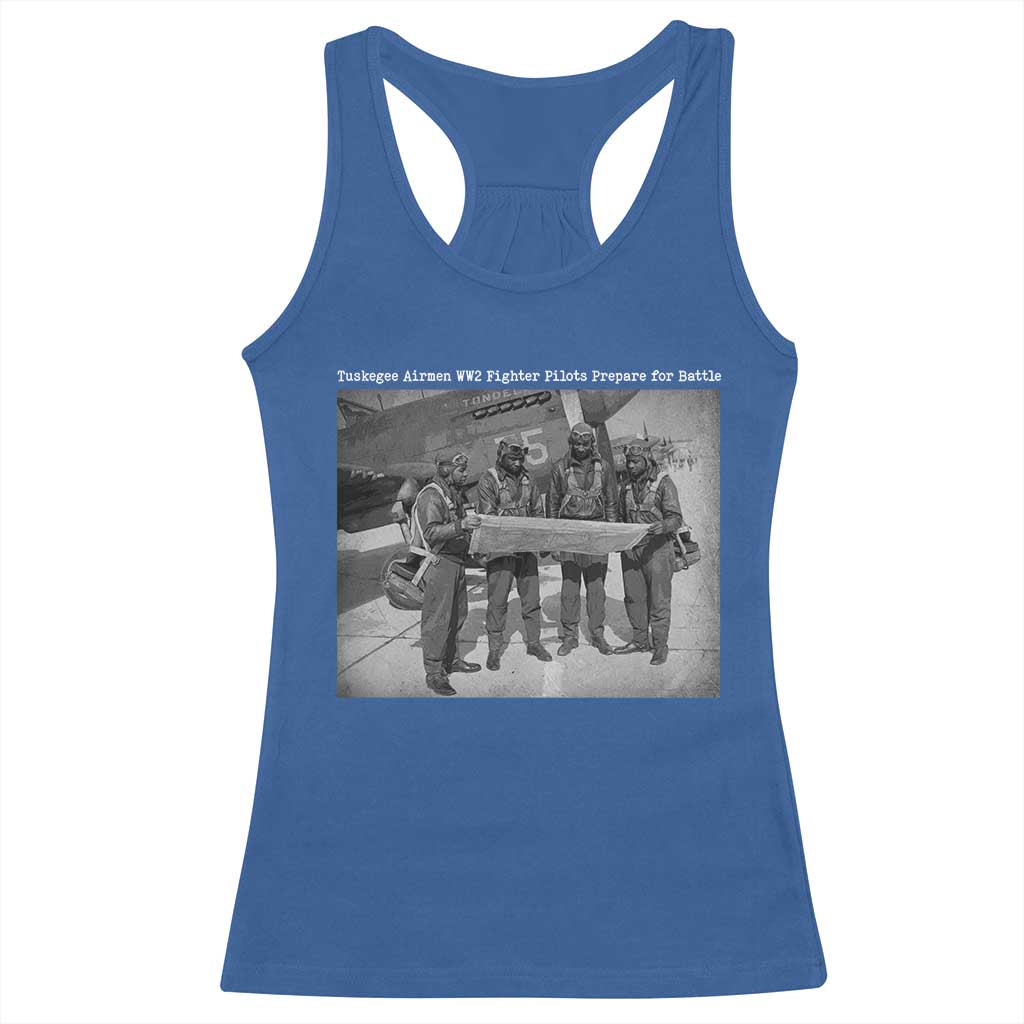 Tuskegee Airmen Racerback Tank Top African American Heroes Preparing for Battle WW2 - Wonder Print Shop