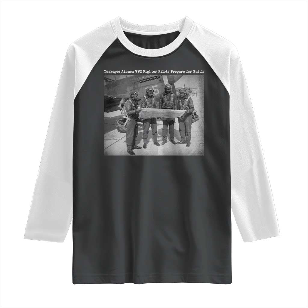 Tuskegee Airmen Raglan Shirt African American Heroes Preparing for Battle WW2 - Wonder Print Shop