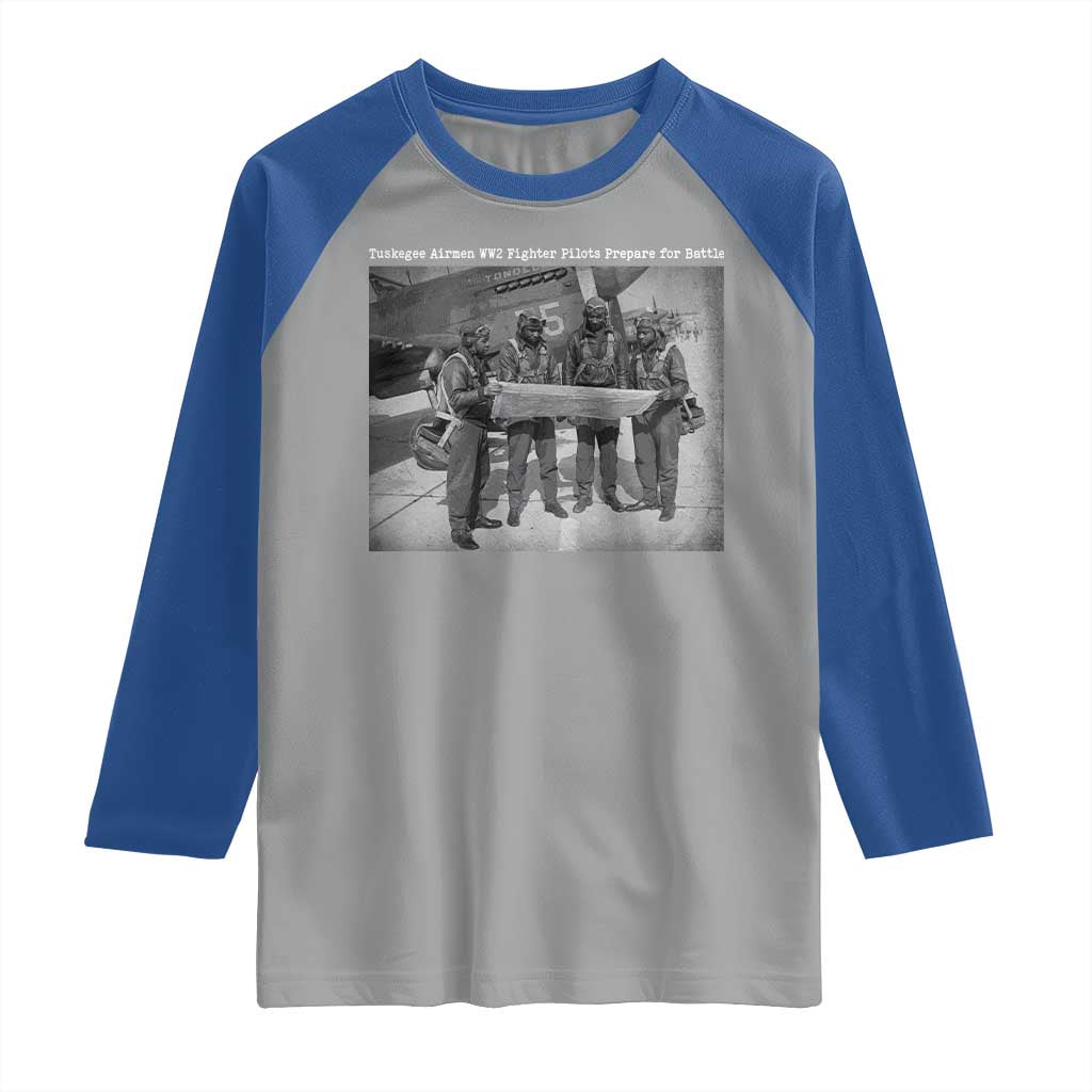Tuskegee Airmen Raglan Shirt African American Heroes Preparing for Battle WW2 - Wonder Print Shop