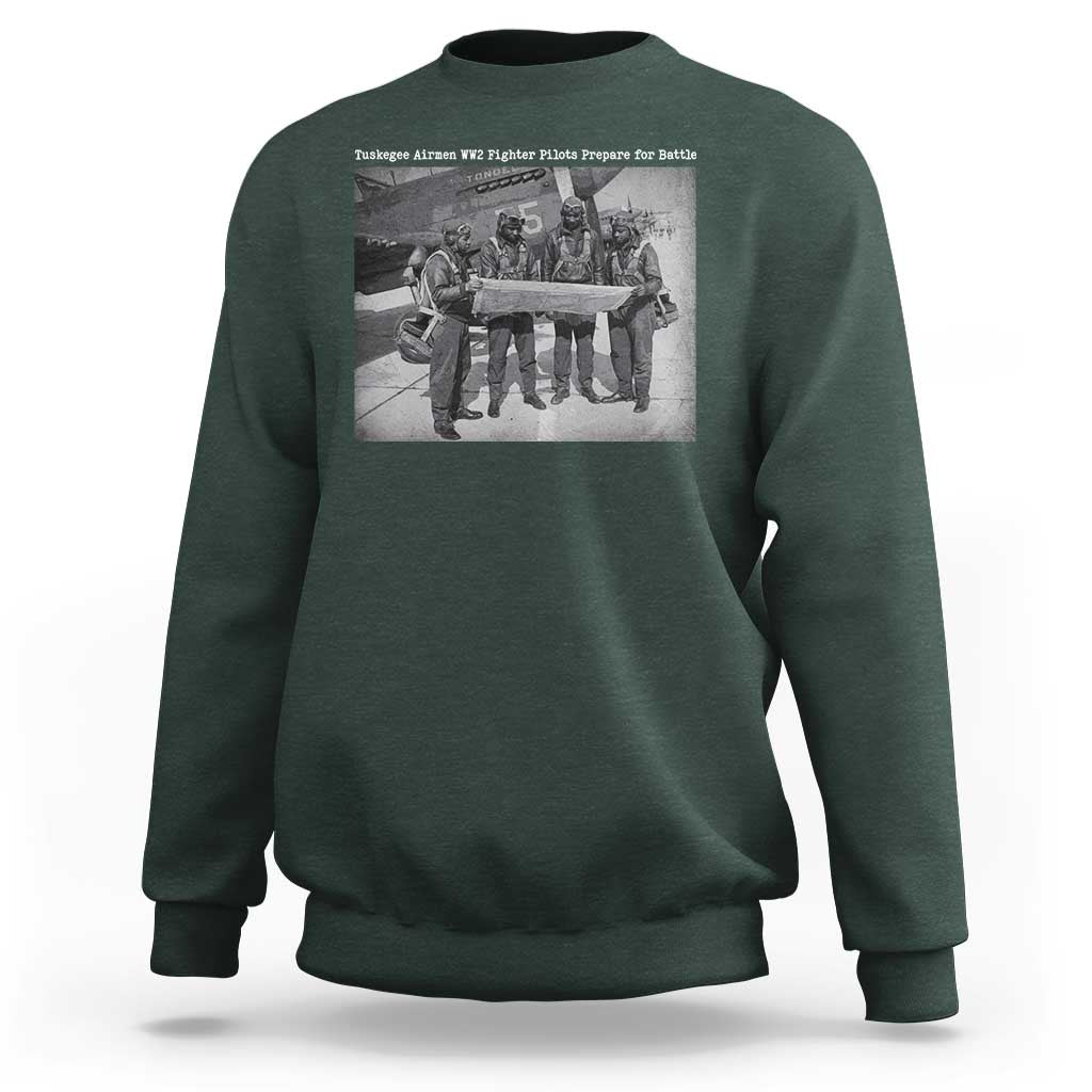 Tuskegee Airmen Sweatshirt African American Heroes Preparing for Battle WW2 - Wonder Print Shop