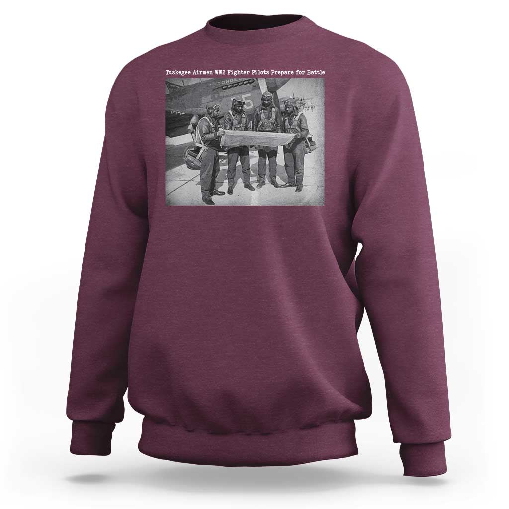 Tuskegee Airmen Sweatshirt African American Heroes Preparing for Battle WW2 - Wonder Print Shop