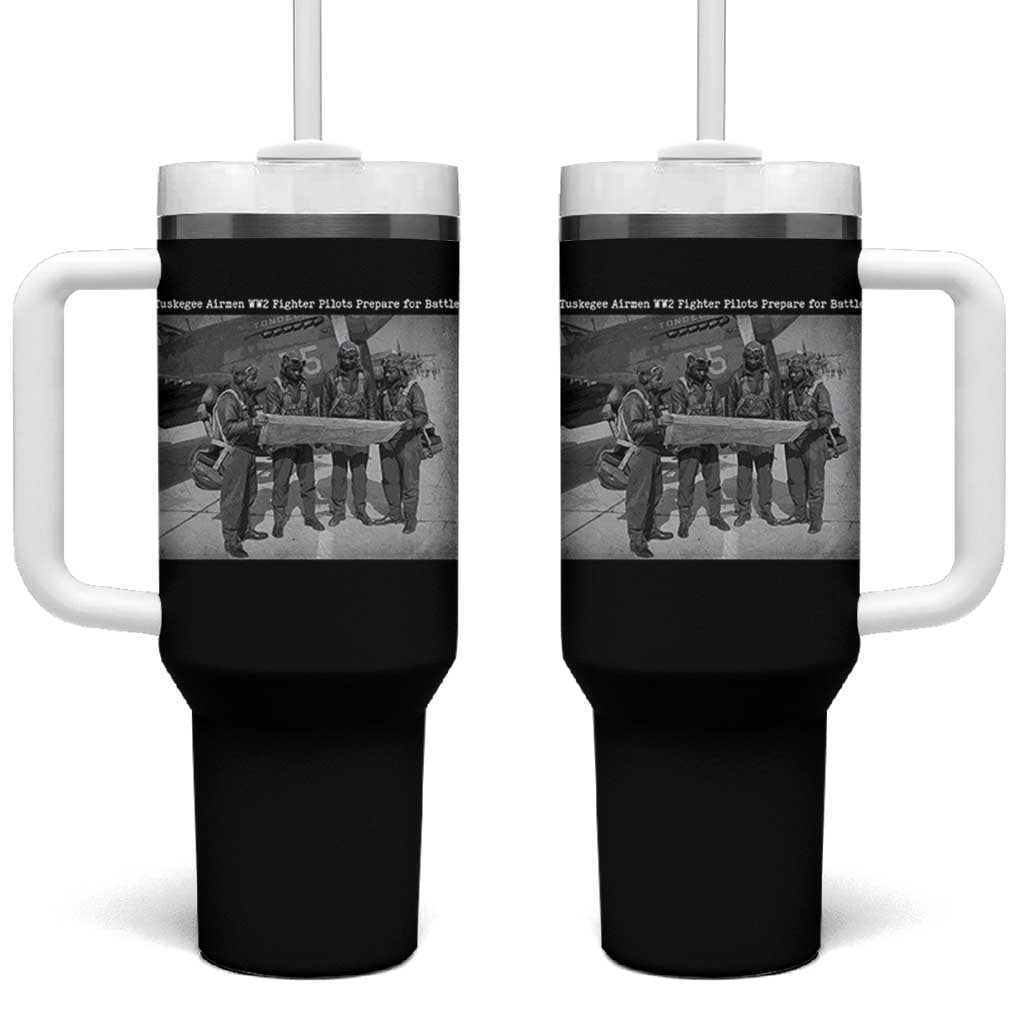 Tuskegee Airmen Tumbler With Handle African American Heroes Preparing for Battle WW2 - Wonder Print Shop