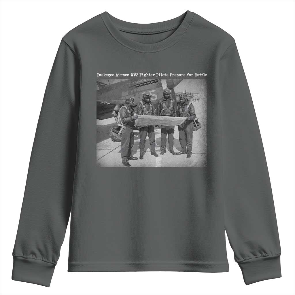 Tuskegee Airmen Youth Sweatshirt African American Heroes Preparing for Battle WW2 - Wonder Print Shop
