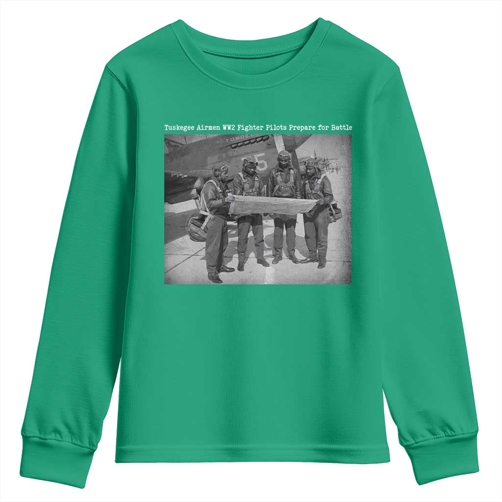 Tuskegee Airmen Youth Sweatshirt African American Heroes Preparing for Battle WW2 - Wonder Print Shop