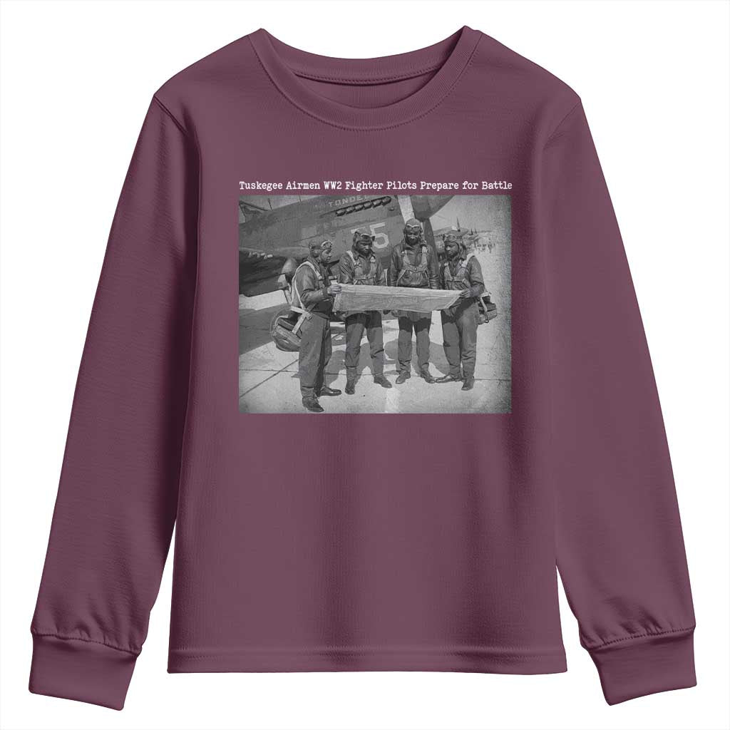 Tuskegee Airmen Youth Sweatshirt African American Heroes Preparing for Battle WW2 - Wonder Print Shop