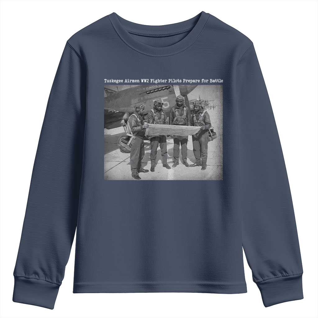 Tuskegee Airmen Youth Sweatshirt African American Heroes Preparing for Battle WW2 - Wonder Print Shop