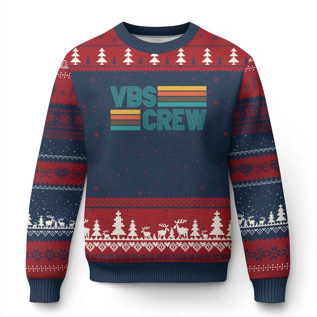 VBS Crew Ugly Christmas Sweater Vacation Bible School Church Camp Retro Vintage - Wonder Print Shop