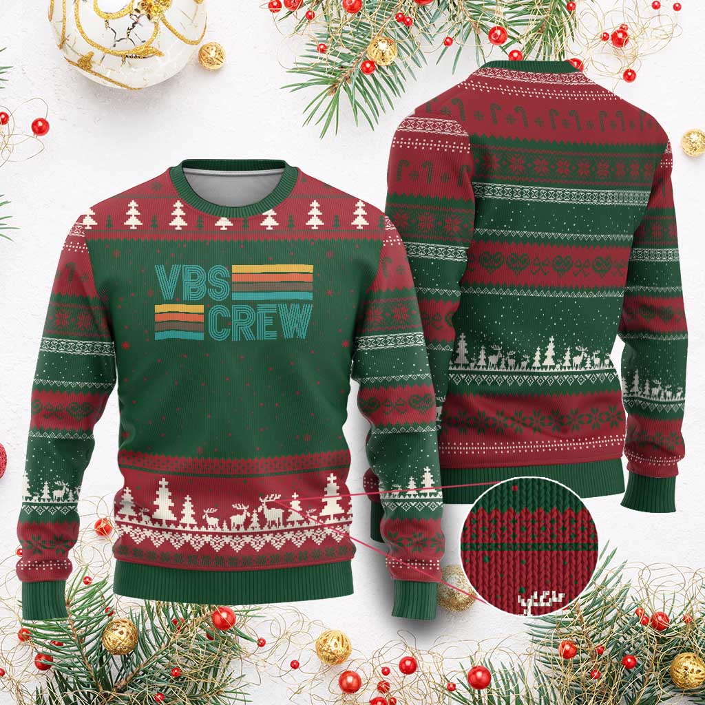 VBS Crew Ugly Christmas Sweater Vacation Bible School Church Camp Retro Vintage - Wonder Print Shop
