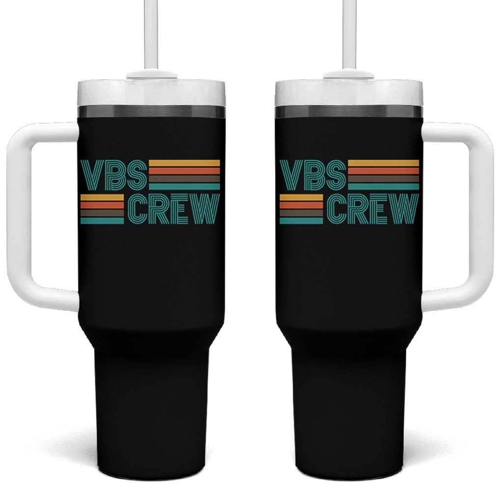 VBS Crew Tumbler With Handle Vacation Bible School Church Camp Retro Vintage - Wonder Print Shop