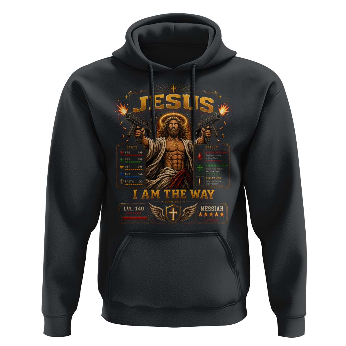 Jesus I Am the Way Character Stats RPG Books Hoodie
