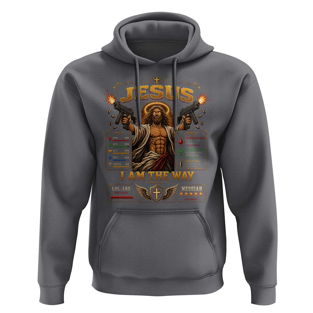 Jesus I Am the Way Character Stats RPG Books Hoodie