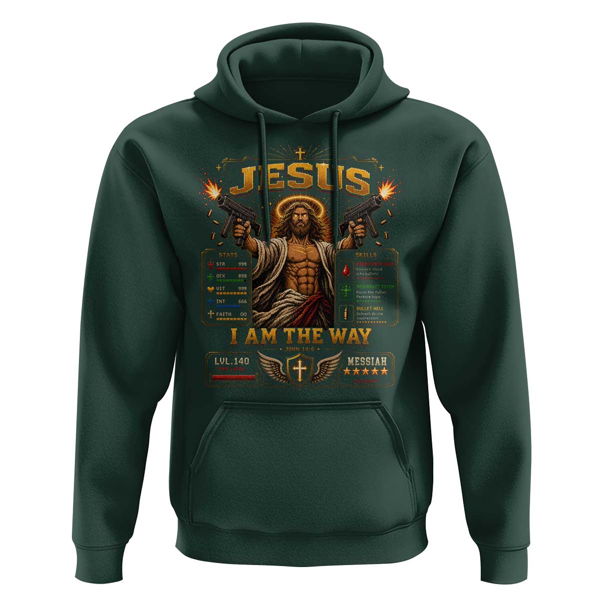 Jesus I Am the Way Character Stats RPG Books Hoodie