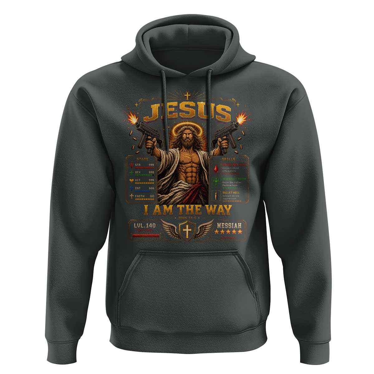 Jesus I Am the Way Character Stats RPG Books Hoodie