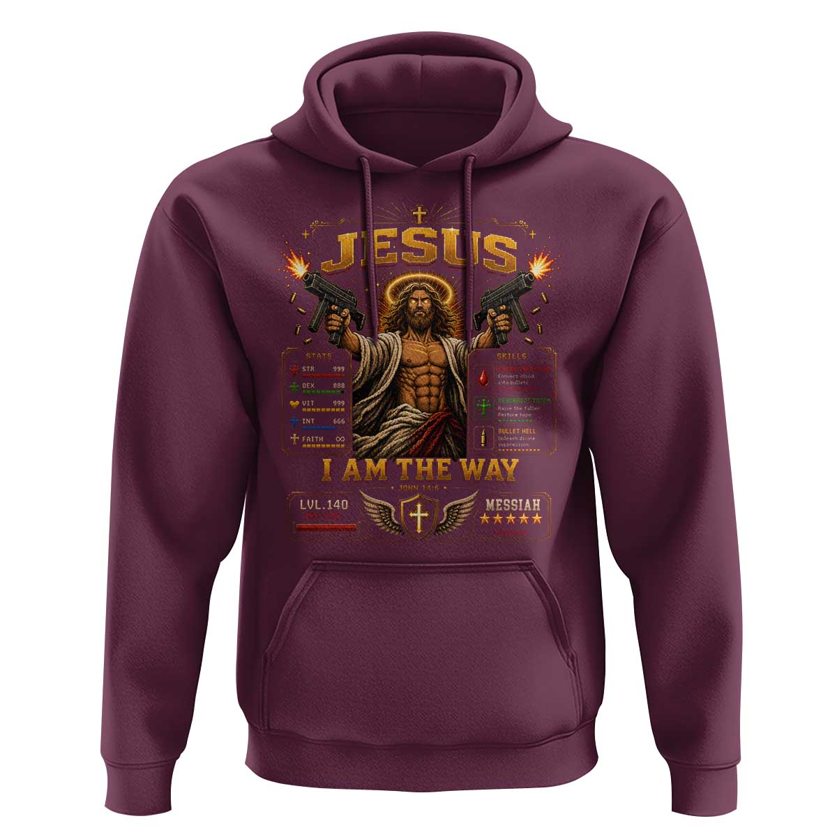 Jesus I Am the Way Character Stats RPG Books Hoodie