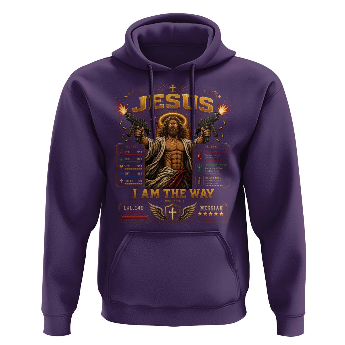 Jesus I Am the Way Character Stats RPG Books Hoodie