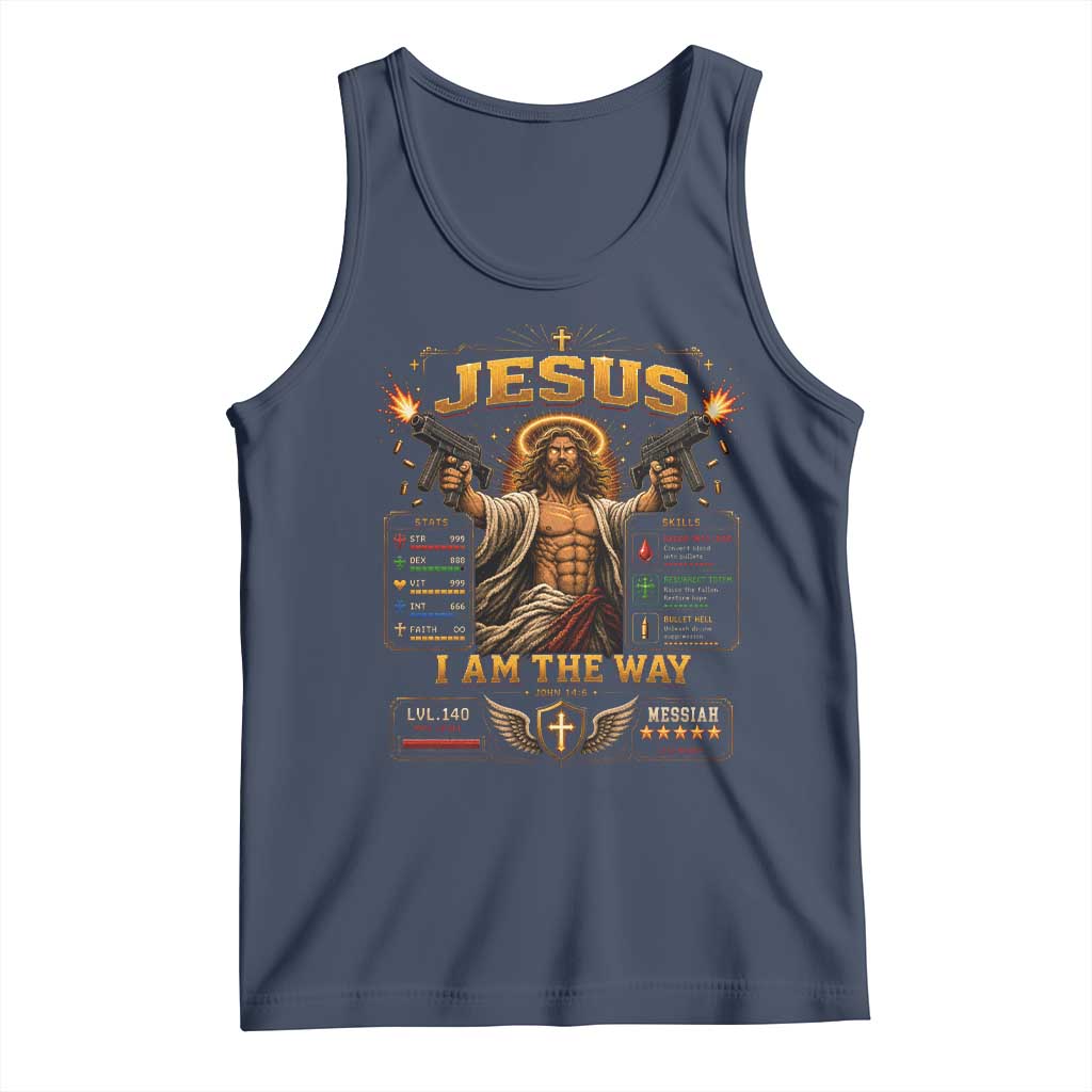 Jesus I Am the Way Character Stats RPG Books Tank Top