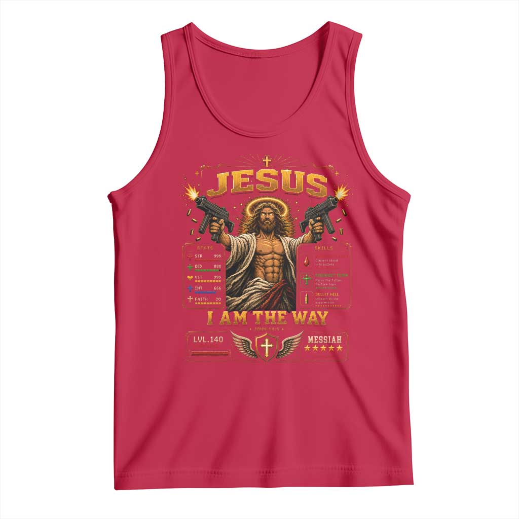 Jesus I Am the Way Character Stats RPG Books Tank Top