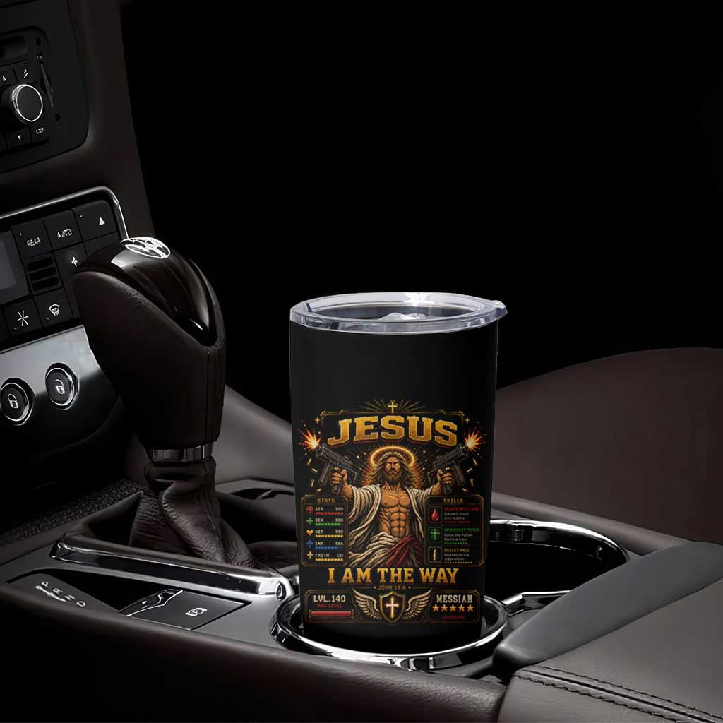 Jesus I Am the Way Character Stats RPG Books Tumbler Cup
