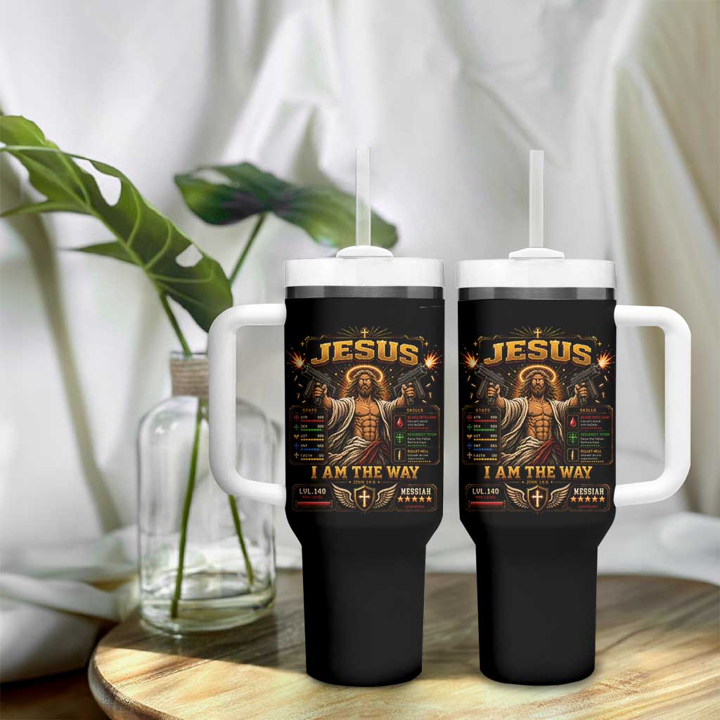 Jesus I Am the Way Character Stats RPG Books Tumbler With Handle