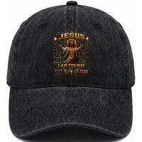 Jesus I Am the Way Character Stats RPG Books Washed Cotton Baseball Cap