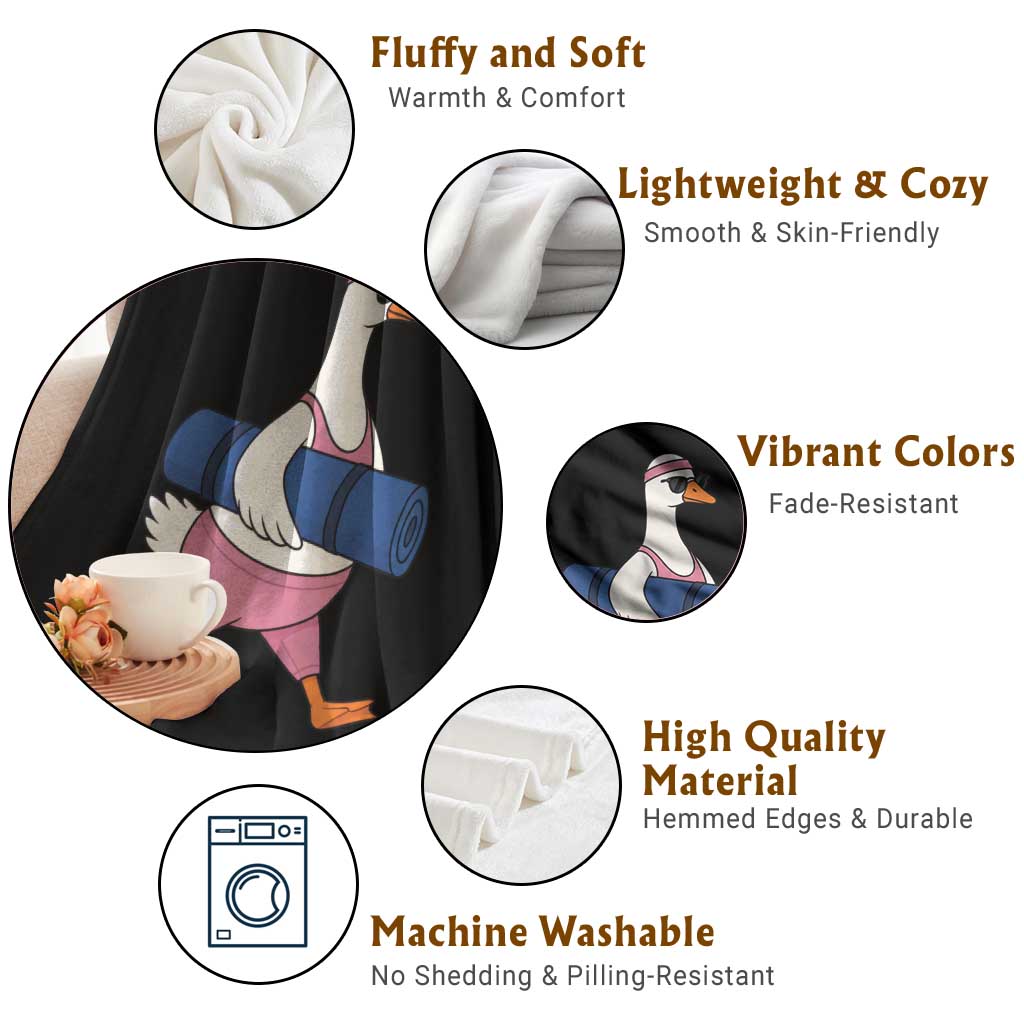 Yoga Goose Carrying Mat Throw Blanket Funny Yogi Workout Fitness Graphic