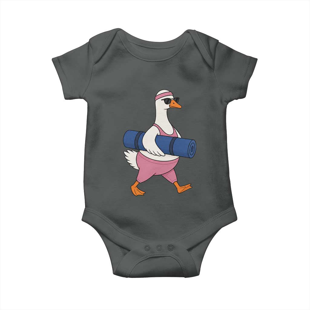 Yoga Goose Carrying Mat Baby Onesie Funny Yogi Workout Fitness Graphic