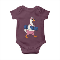 Yoga Goose Carrying Mat Baby Onesie Funny Yogi Workout Fitness Graphic