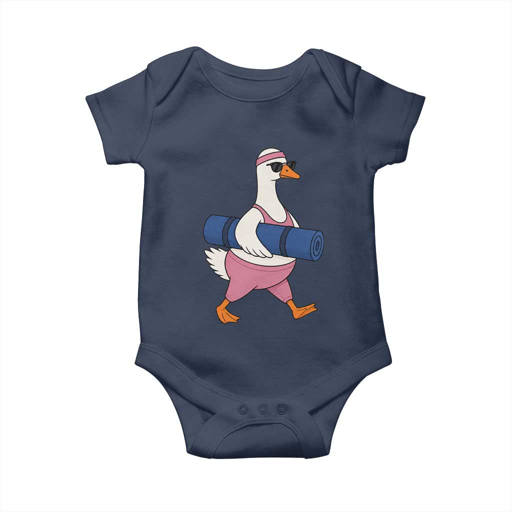 Yoga Goose Carrying Mat Baby Onesie Funny Yogi Workout Fitness Graphic