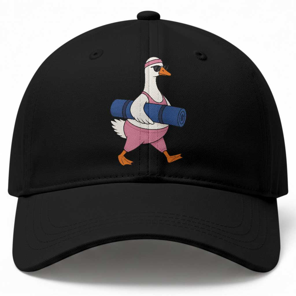 Yoga Goose Carrying Mat Baseball Cap Funny Yogi Workout Fitness Graphic
