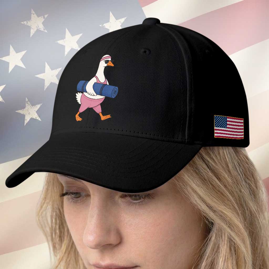 Yoga Goose Carrying Mat Baseball Cap Funny Yogi Workout Fitness Graphic