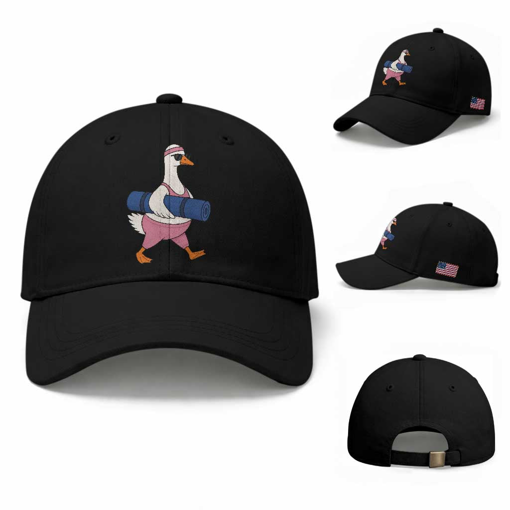 Yoga Goose Carrying Mat Baseball Cap Funny Yogi Workout Fitness Graphic
