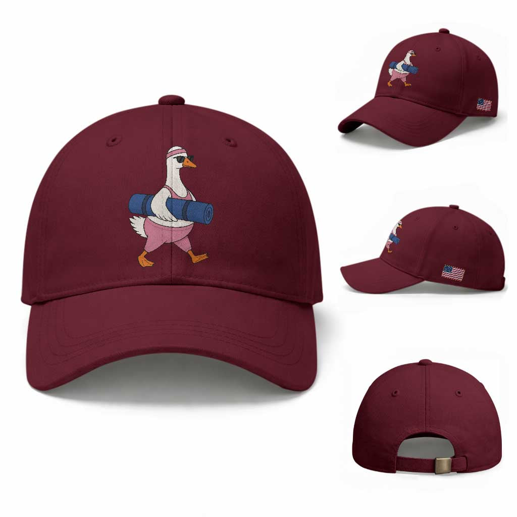 Yoga Goose Carrying Mat Baseball Cap Funny Yogi Workout Fitness Graphic