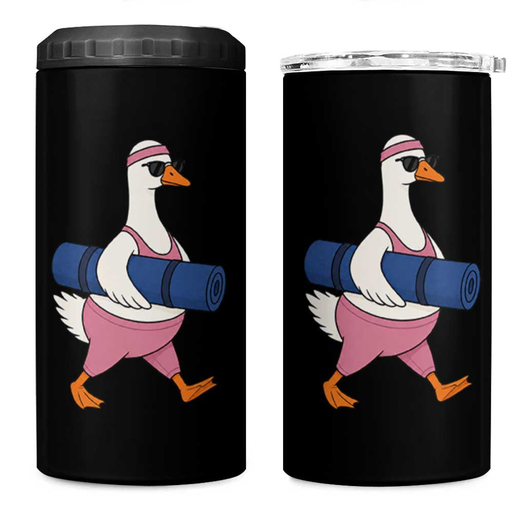 Yoga Goose Carrying Mat 4 in 1 Can Cooler Tumbler Funny Yogi Workout Fitness Graphic