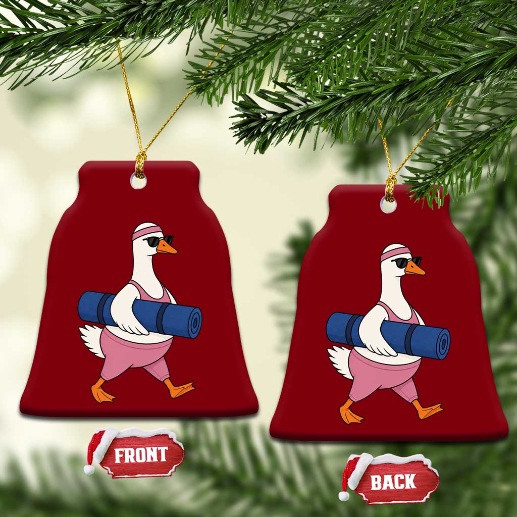 Yoga Goose Carrying Mat Ceramic Ornament Funny Yogi Workout Fitness Graphic