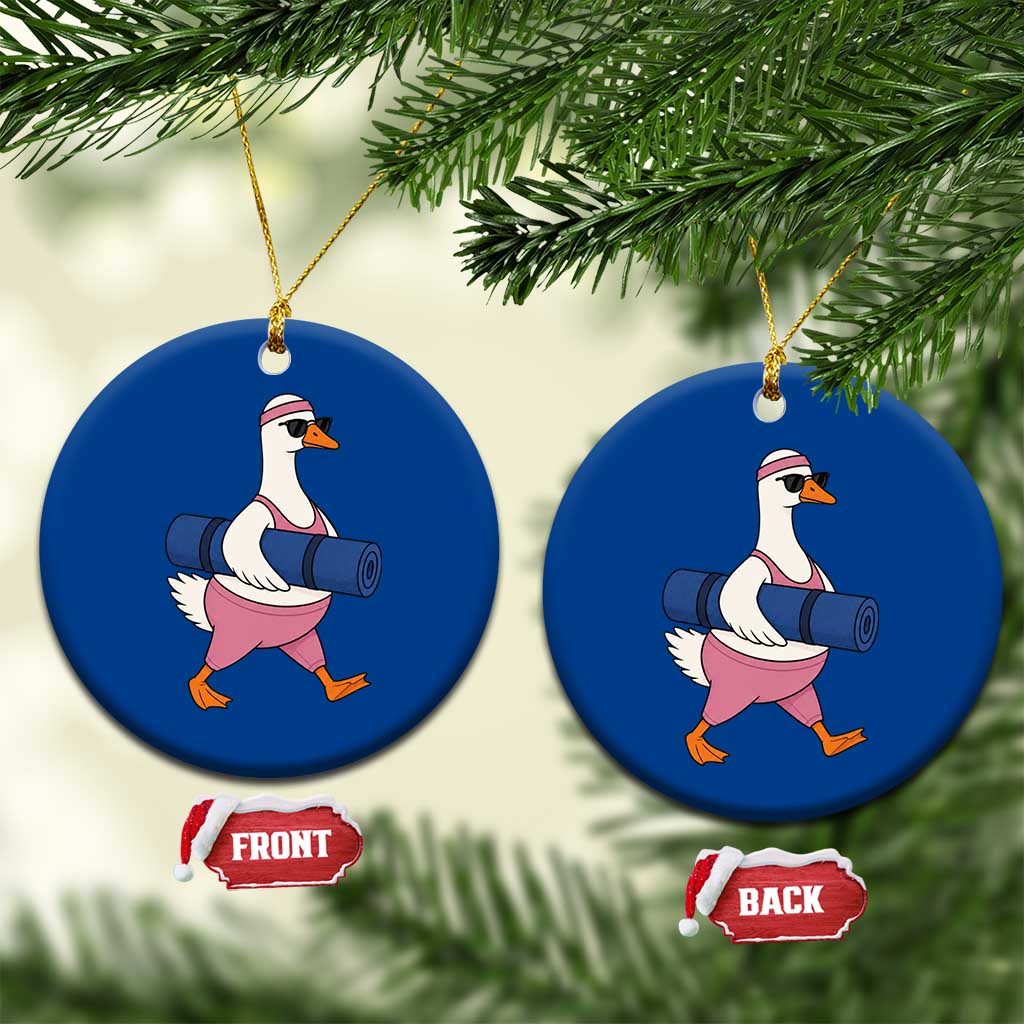 Yoga Goose Carrying Mat Ceramic Ornament Funny Yogi Workout Fitness Graphic