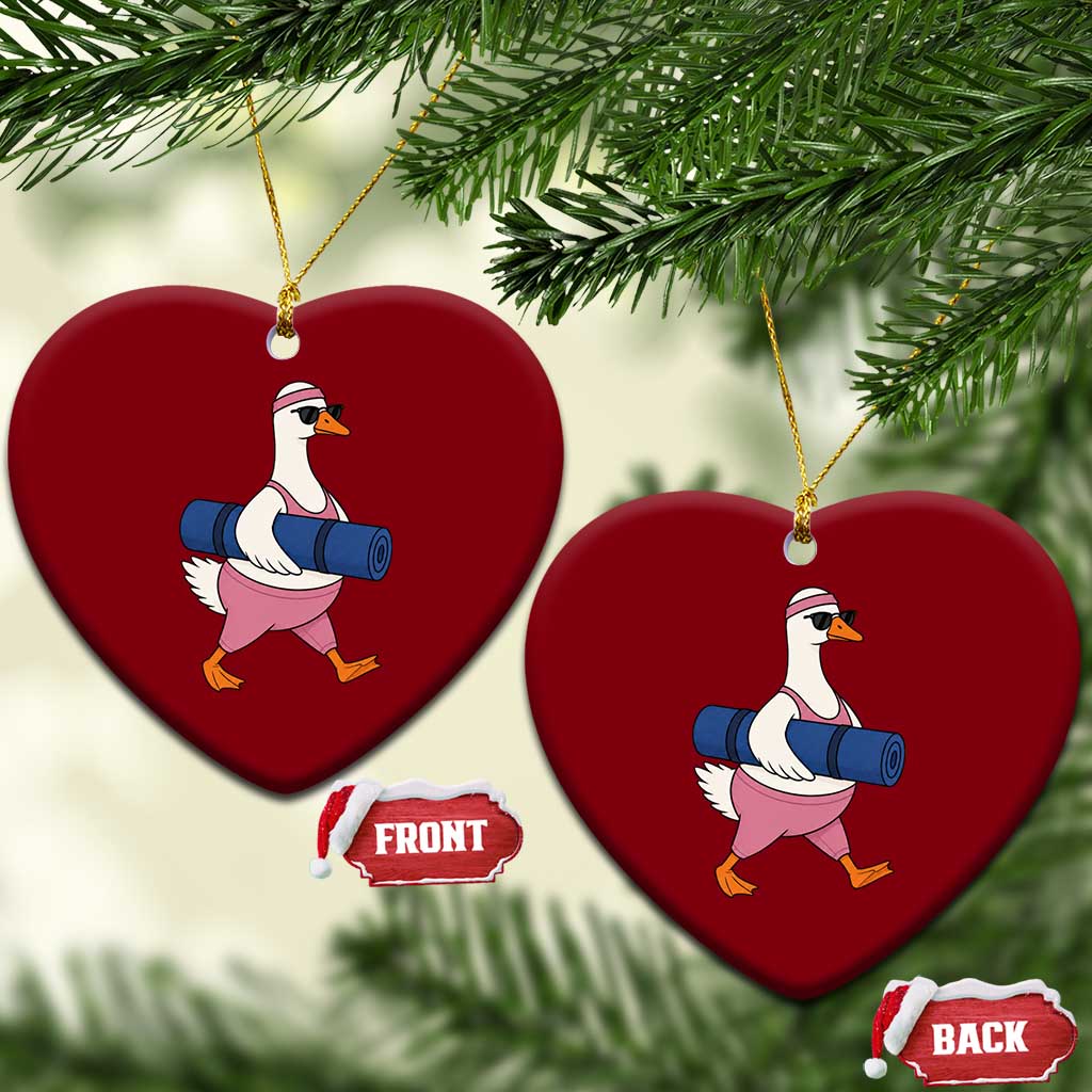 Yoga Goose Carrying Mat Ceramic Ornament Funny Yogi Workout Fitness Graphic