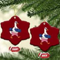 Yoga Goose Carrying Mat Ceramic Ornament Funny Yogi Workout Fitness Graphic
