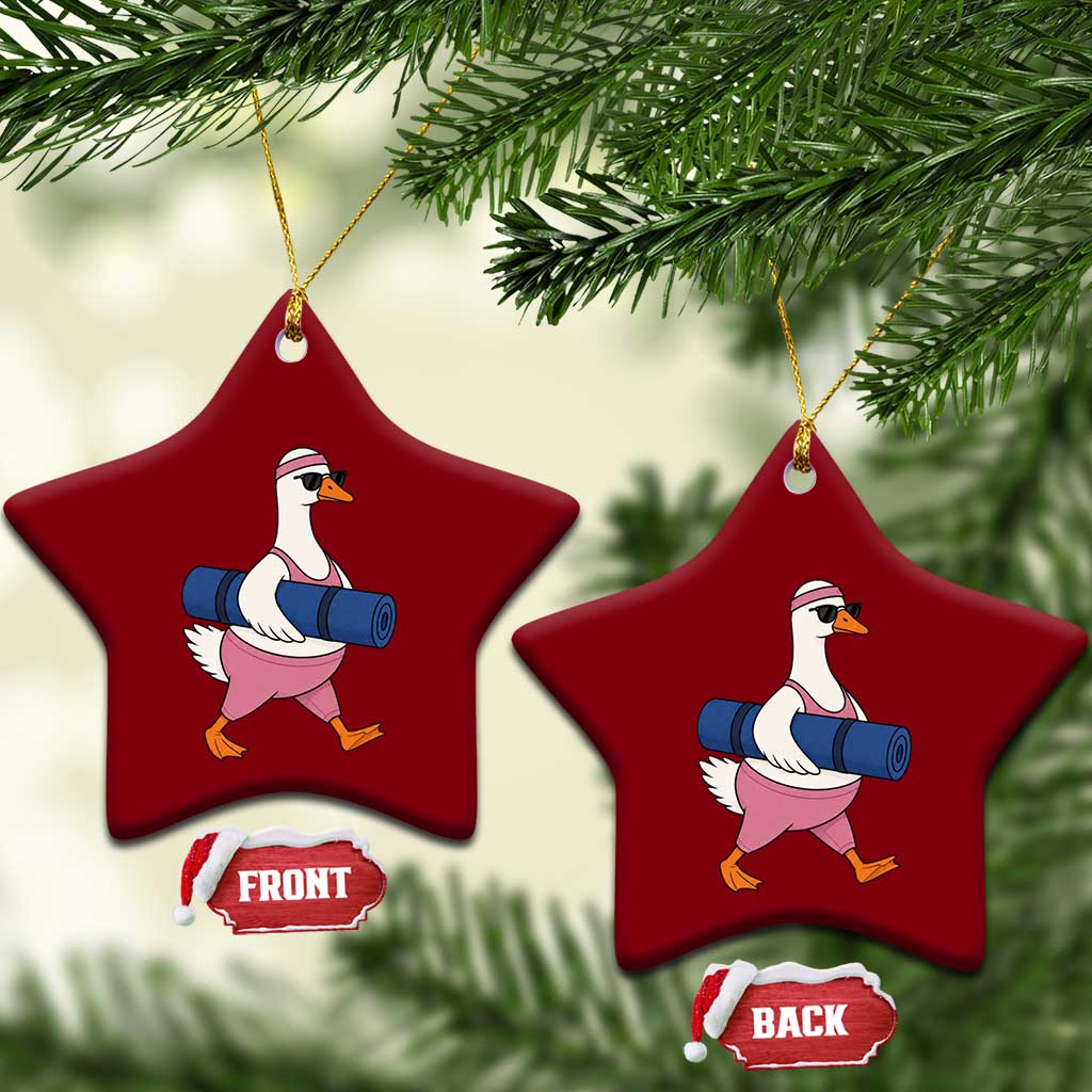 Yoga Goose Carrying Mat Ceramic Ornament Funny Yogi Workout Fitness Graphic