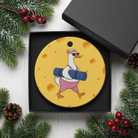 Yoga Goose Carrying Mat Ceramic Ornament Funny Yogi Workout Fitness Graphic