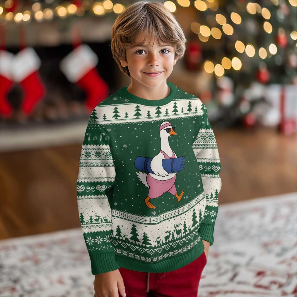 Yoga Goose Carrying Mat Ugly Christmas Sweater Funny Yogi Workout Fitness Graphic