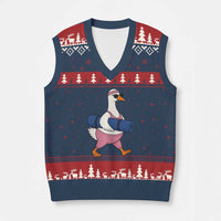 Yoga Goose Carrying Mat V-Neck Knit Sweater Vest Funny Yogi Workout Fitness Graphic