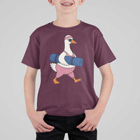 Yoga Goose Carrying Mat T Shirt For Kid Funny Yogi Workout Fitness Graphic