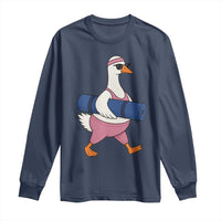 Yoga Goose Carrying Mat Long Sleeve Shirt Funny Yogi Workout Fitness Graphic