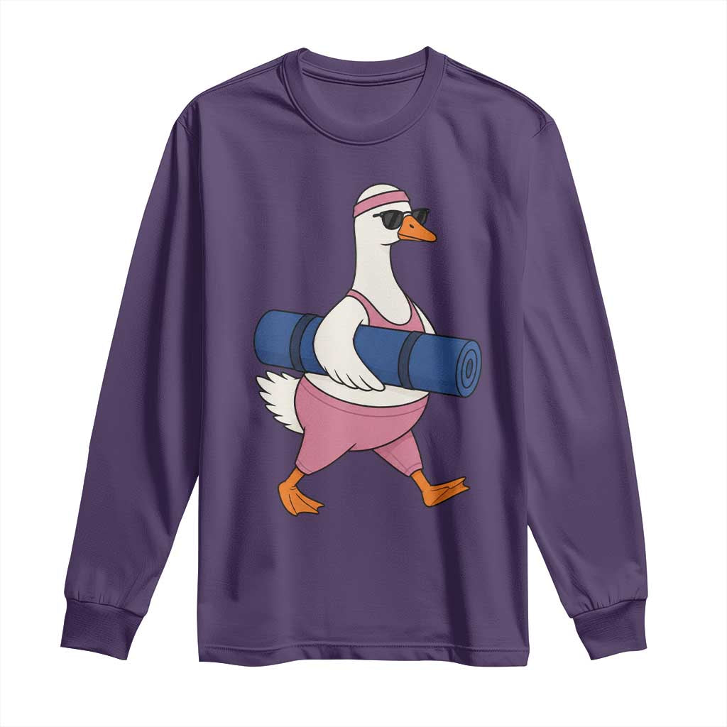 Yoga Goose Carrying Mat Long Sleeve Shirt Funny Yogi Workout Fitness Graphic