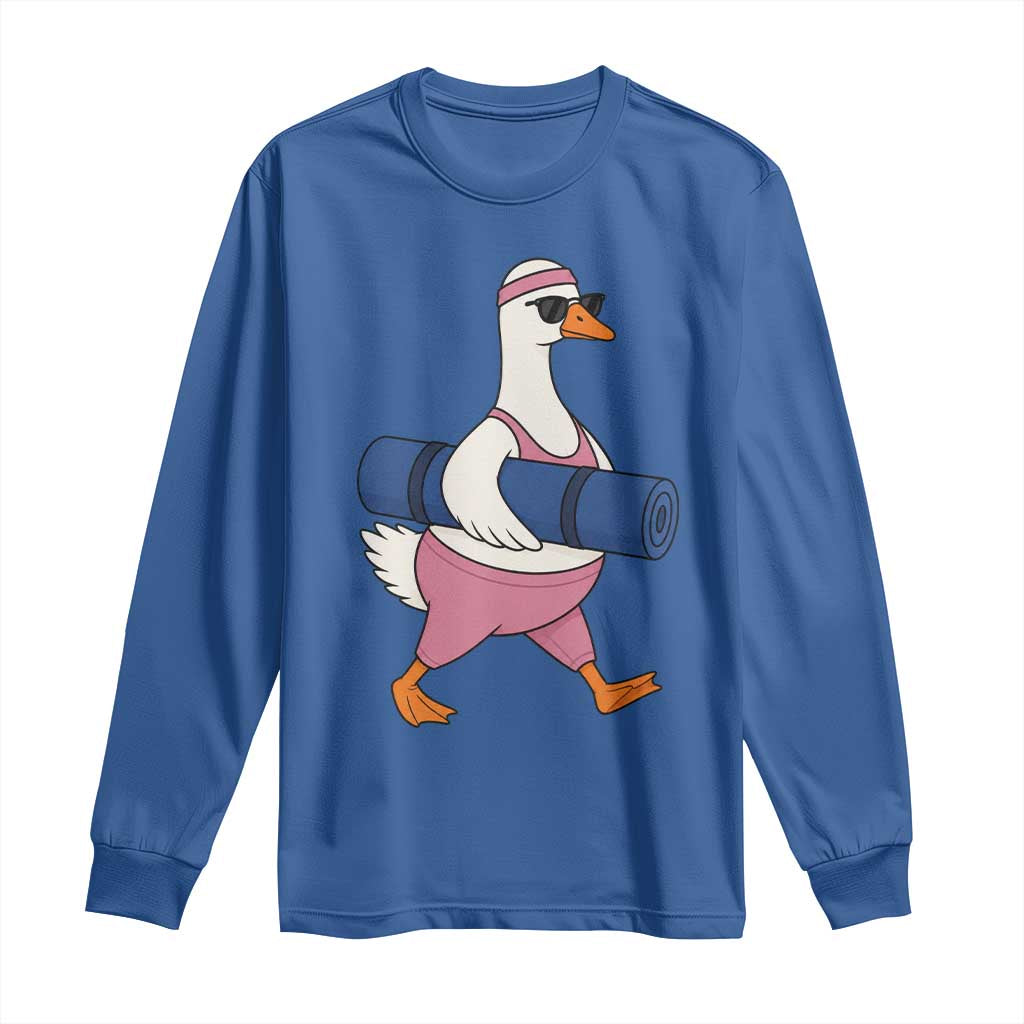 Yoga Goose Carrying Mat Long Sleeve Shirt Funny Yogi Workout Fitness Graphic