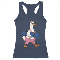 Yoga Goose Carrying Mat Racerback Tank Top Funny Yogi Workout Fitness Graphic