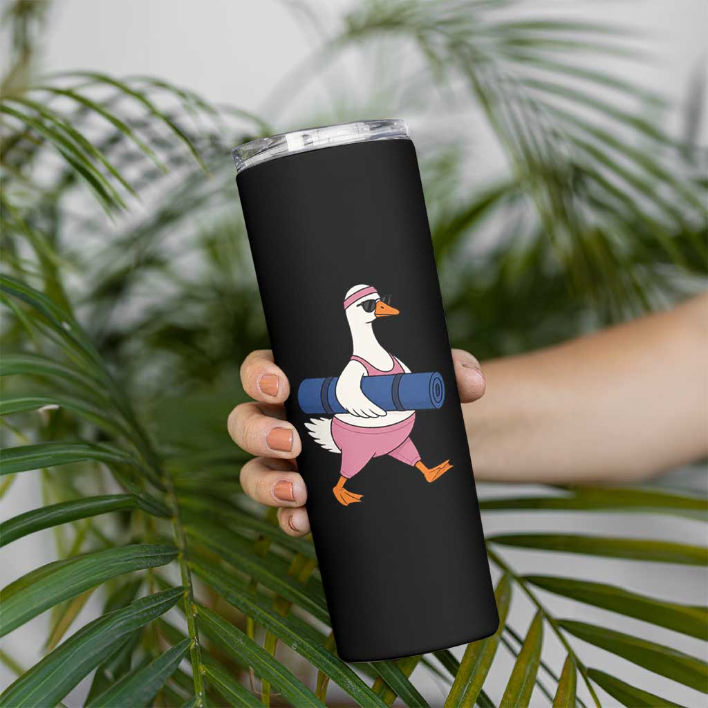 Yoga Goose Carrying Mat Skinny Tumbler Funny Yogi Workout Fitness Graphic
