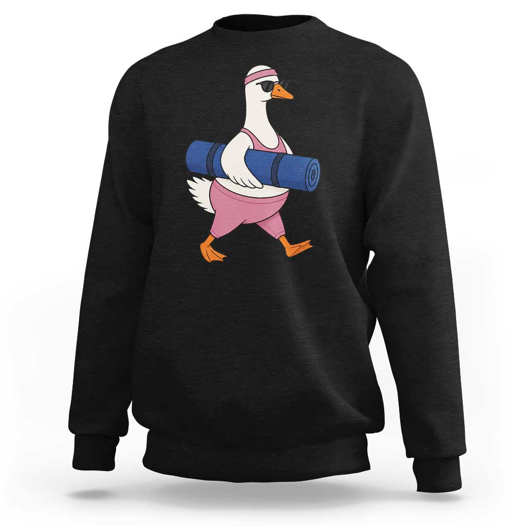 Yoga Goose Carrying Mat Sweatshirt Funny Yogi Workout Fitness Graphic